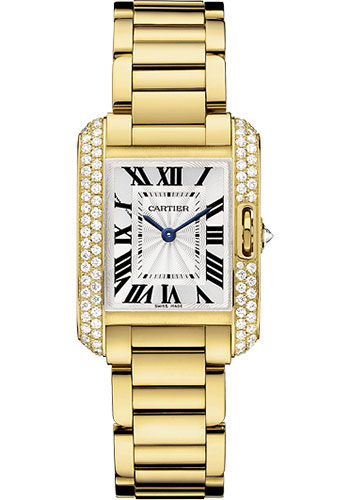 Cartier Tank Anglaise Watch - Small Yellow Gold Diamond Case