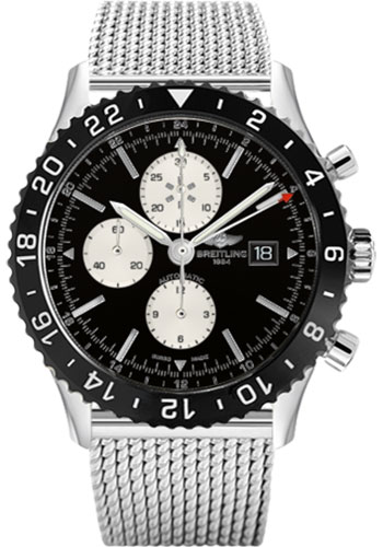 Breitling Chronoliner Watch - 46mm Steel Case - Black Dial - Steel Ocean Classic Bracelet
